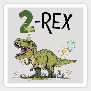 2 Rex Dinosaur Theme 2nd Birthday Party Magnet